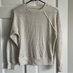 American Eagle Soft & Sexy Plush Sweater - Light Grey/Cream